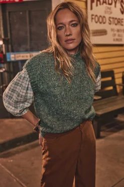 Maison 123 Blouses Et Chemises Imprimées|Blouses Et Chemises En Coton>Blouse à carreaux BELLE TURQUOISE