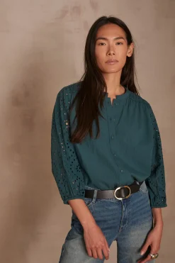Maison 123 Blouses Et Chemises En Coton|Blouses Et Chemises Brodées>Blouse Barbara PETROLE