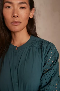 Maison 123 Blouses Et Chemises En Coton|Blouses Et Chemises Brodées>Blouse Barbara PETROLE