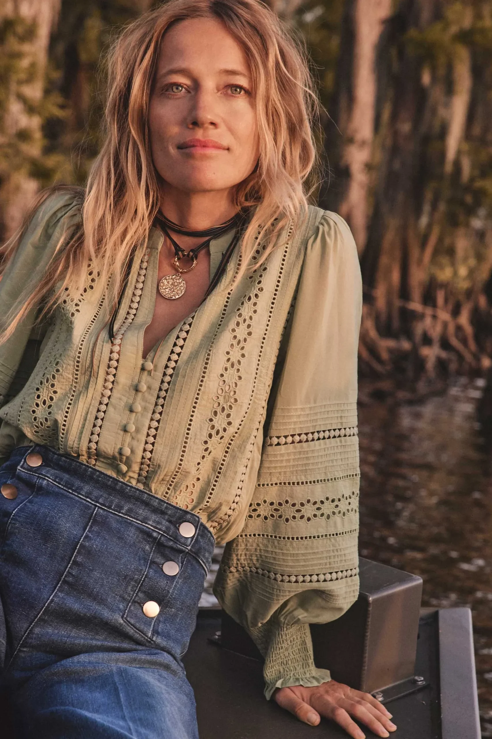 Maison 123 Blouses Et Chemises En Coton|Blouses Et Chemises Brodées>Blouse BRENDA FEUILLE