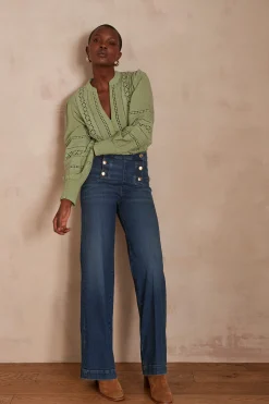 Maison 123 Blouses Et Chemises En Coton|Blouses Et Chemises Brodées>Blouse BRENDA FEUILLE