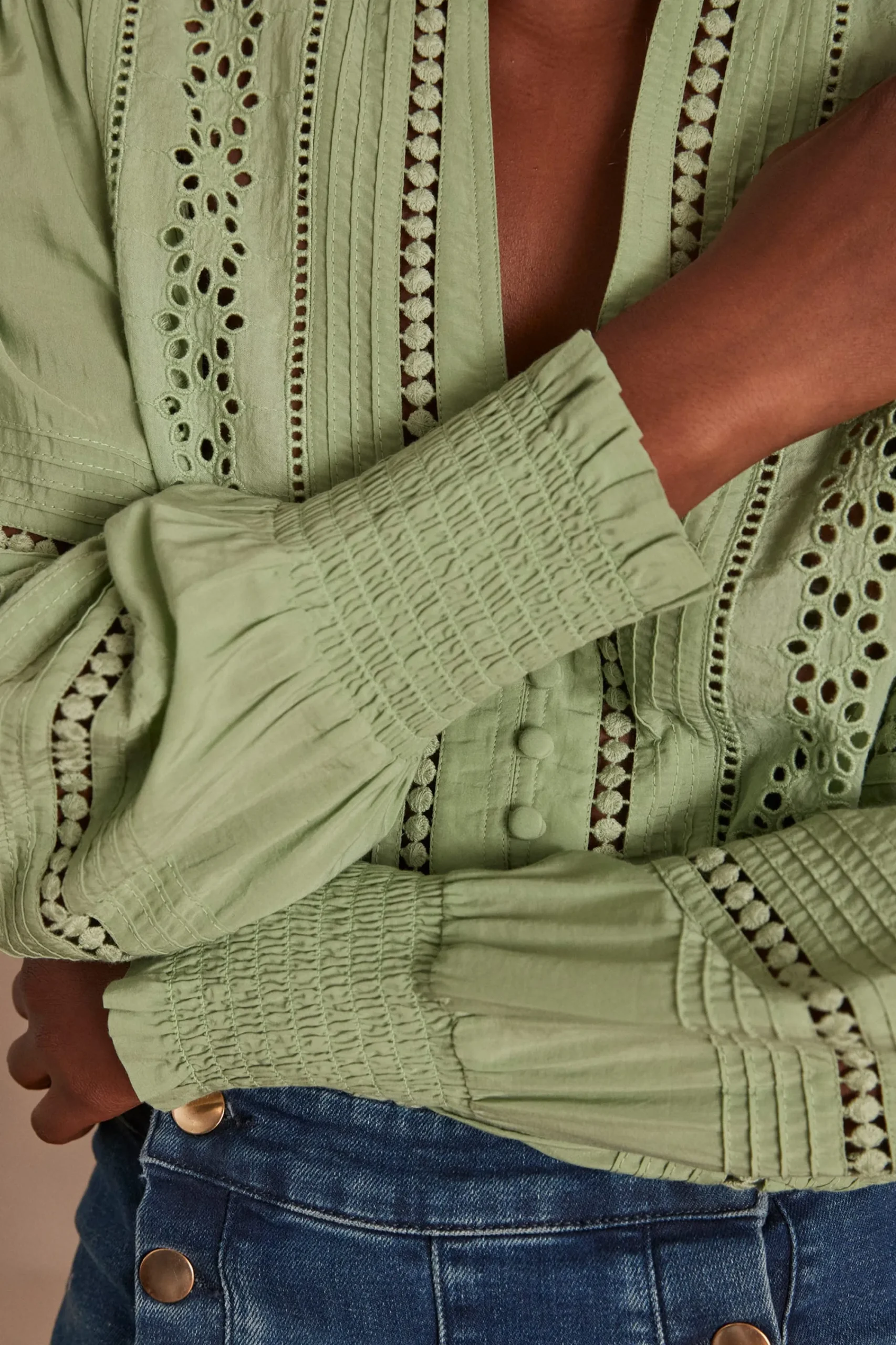 Maison 123 Blouses Et Chemises En Coton|Blouses Et Chemises Brodées>Blouse BRENDA FEUILLE