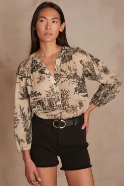 Maison 123 Blouses Et Chemises Imprimées|Blouses Et Chemises En Coton>Blouse BRUNE NOIR