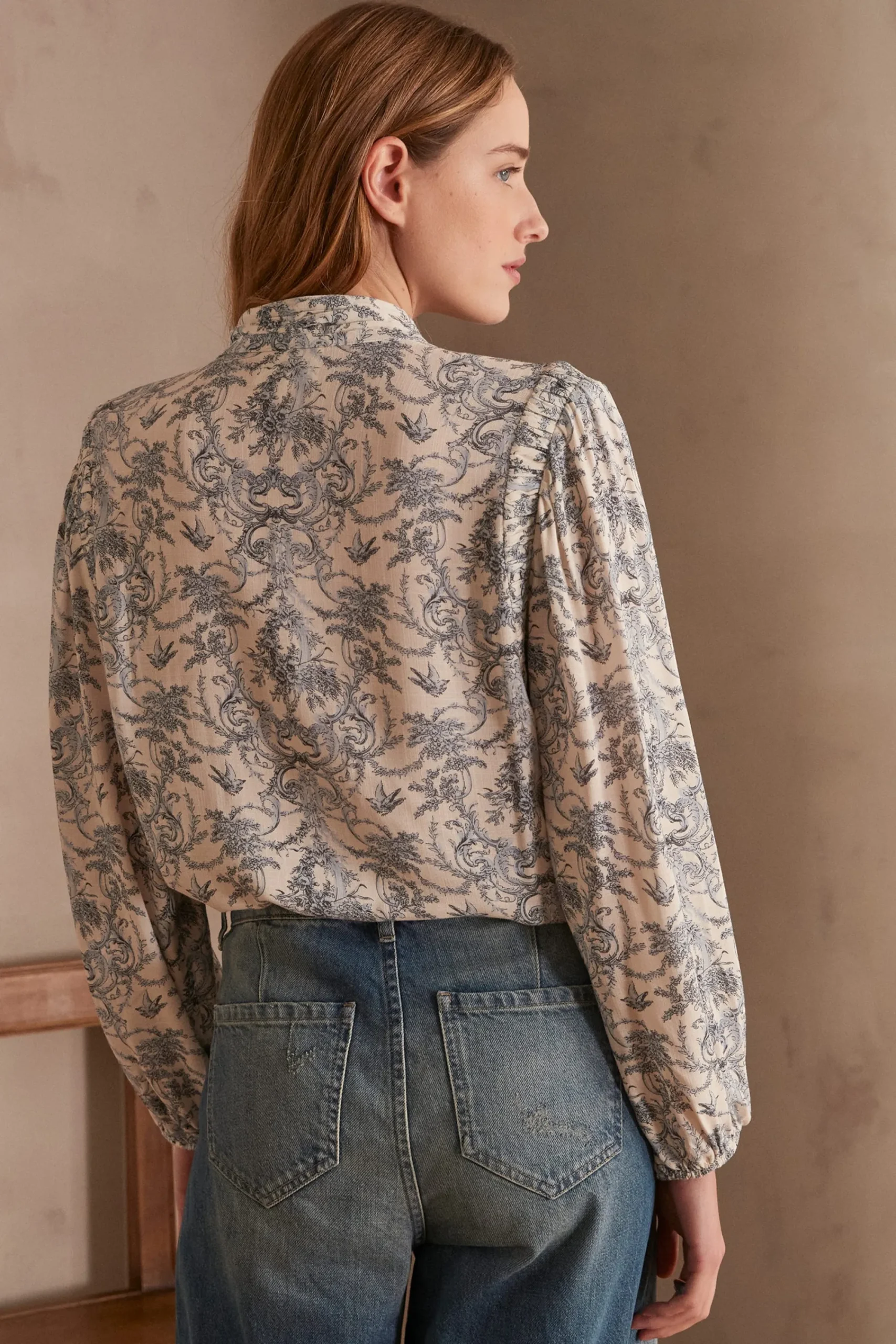 Maison 123 Blouses Et Chemises Imprimées>Blouse PHILIPPINE INDIGO CLAIR