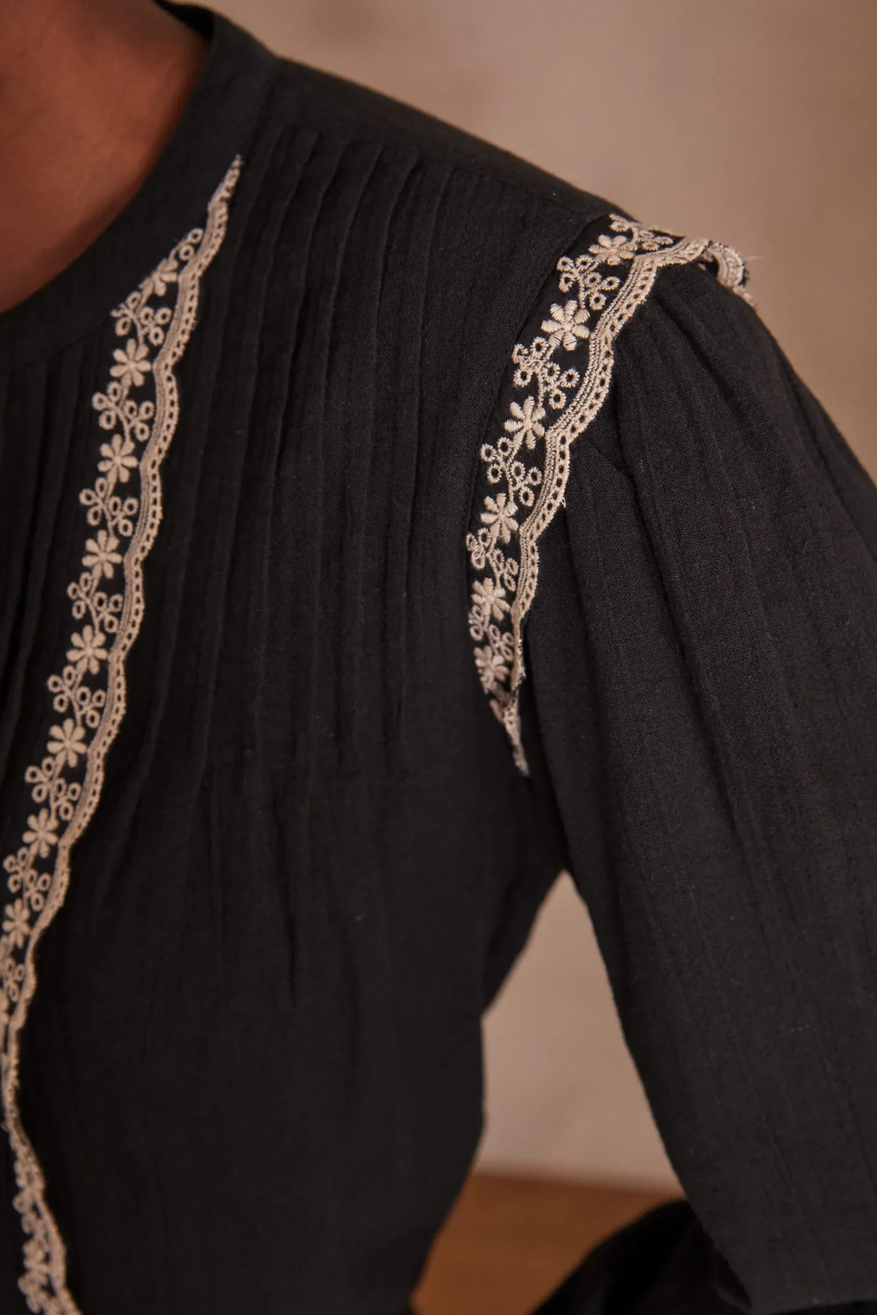 Maison 123 Blouses Et Chemises En Coton|Blouses Et Chemises Brodées>Blouse PHOEBE NOIR