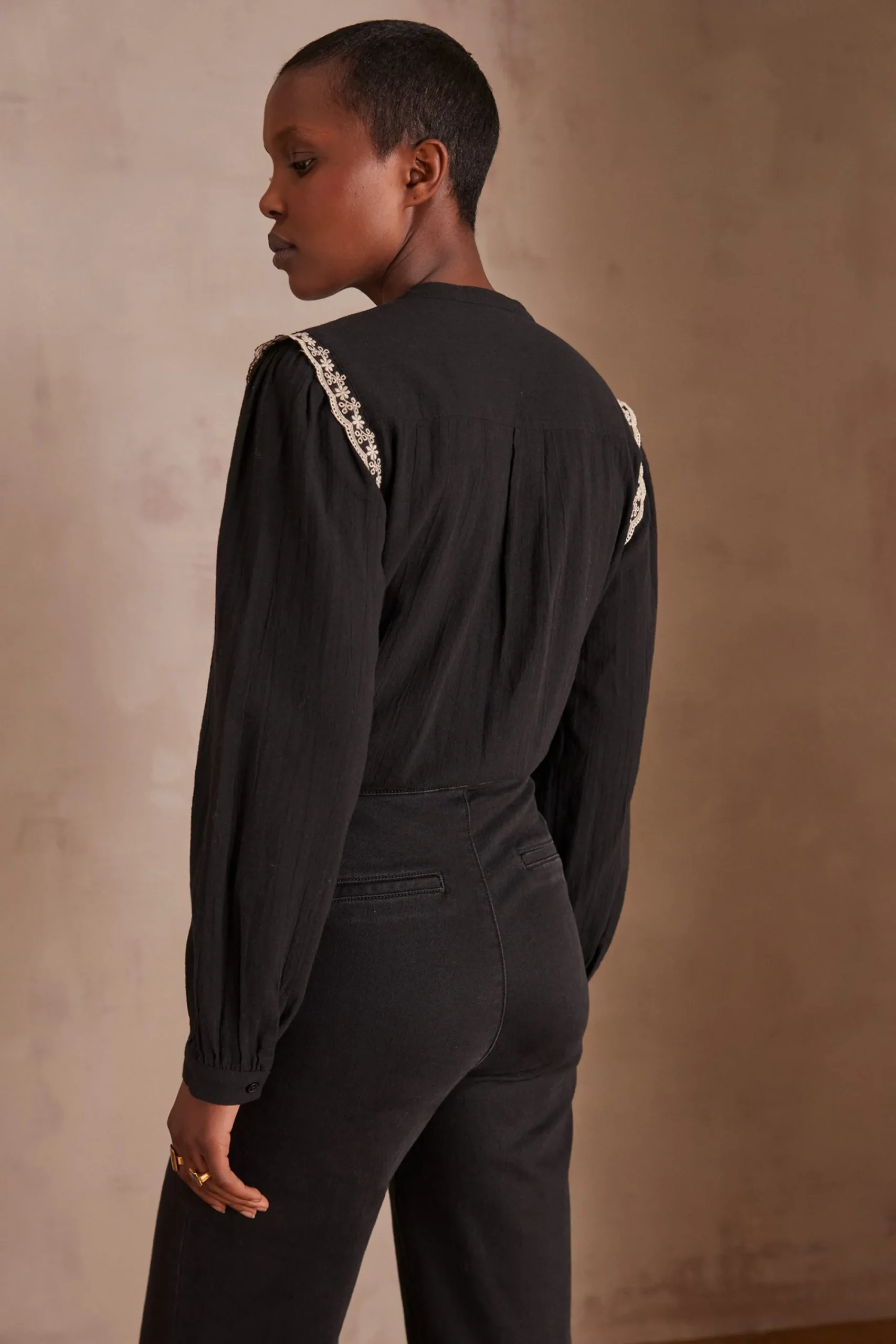 Maison 123 Blouses Et Chemises En Coton|Blouses Et Chemises Brodées>Blouse PHOEBE NOIR