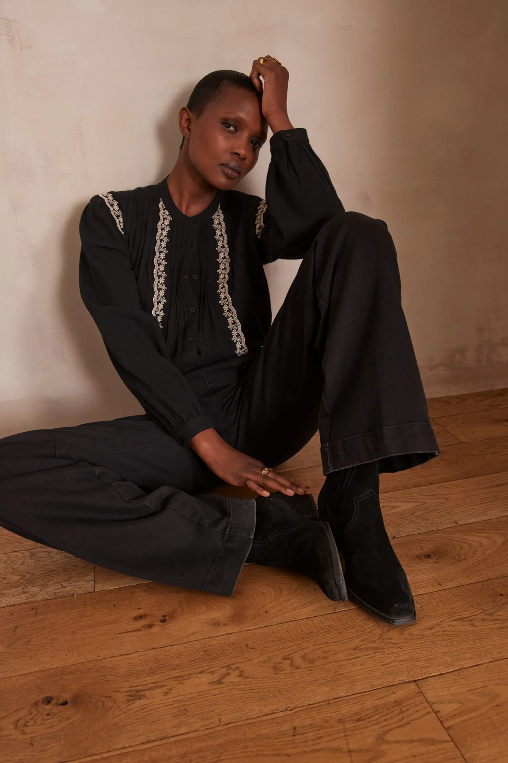 Maison 123 Blouses Et Chemises En Coton|Blouses Et Chemises Brodées>Blouse PHOEBE NOIR