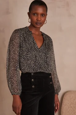 Maison 123 Blouses Et Chemises Imprimées|Blouses Et Chemises Noires>Blouse PRISCA NOIR