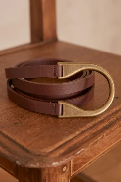 Maison 123 Ceintures>Ceinture en cuir JULIO CHOCOLAT