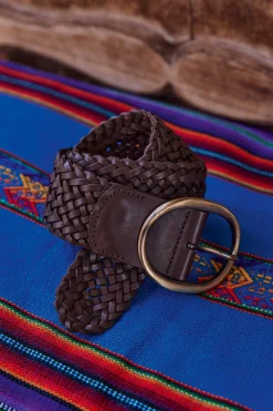 Maison 123 Ceintures>Ceinture en cuir tressé Eloise MARRON FONCE