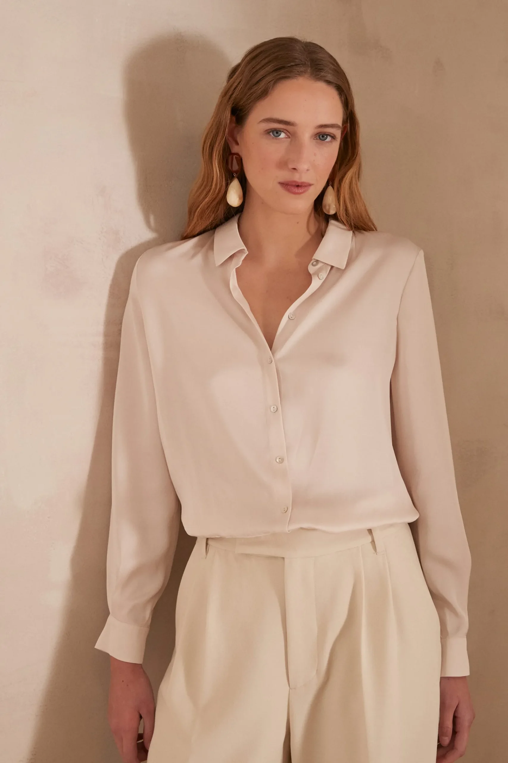 Maison 123 Blouses Et Chemises Blanches>Chemise CARLA CREME