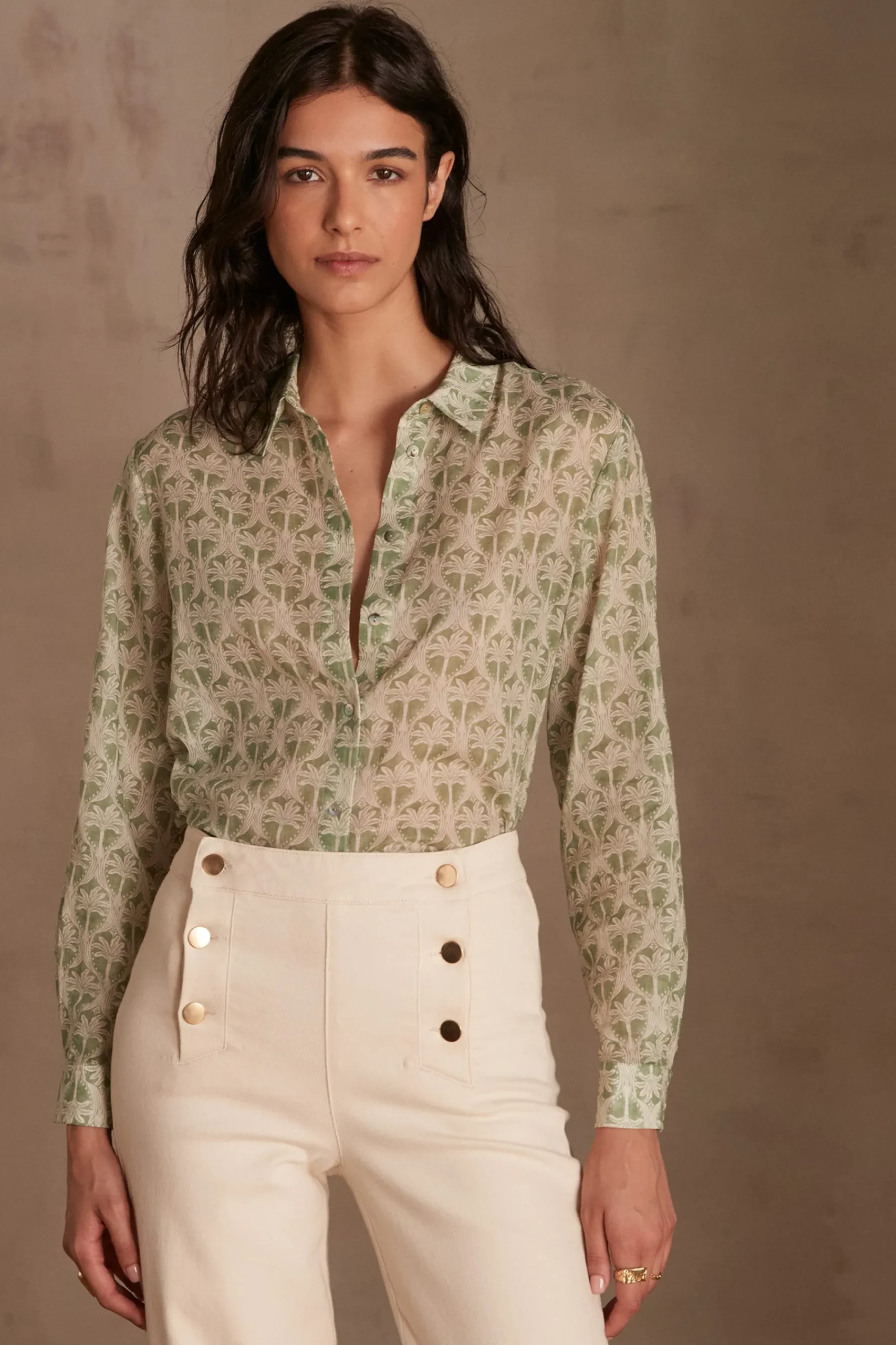 Maison 123 Blouses Et Chemises Imprimées|Blouses Et Chemises En Coton>Chemise COLETTE FEUILLE