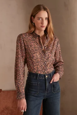 Maison 123 Blouses Et Chemises Imprimées|Blouses Et Chemises En Coton>Chemise COLETTE ROSE FONCE