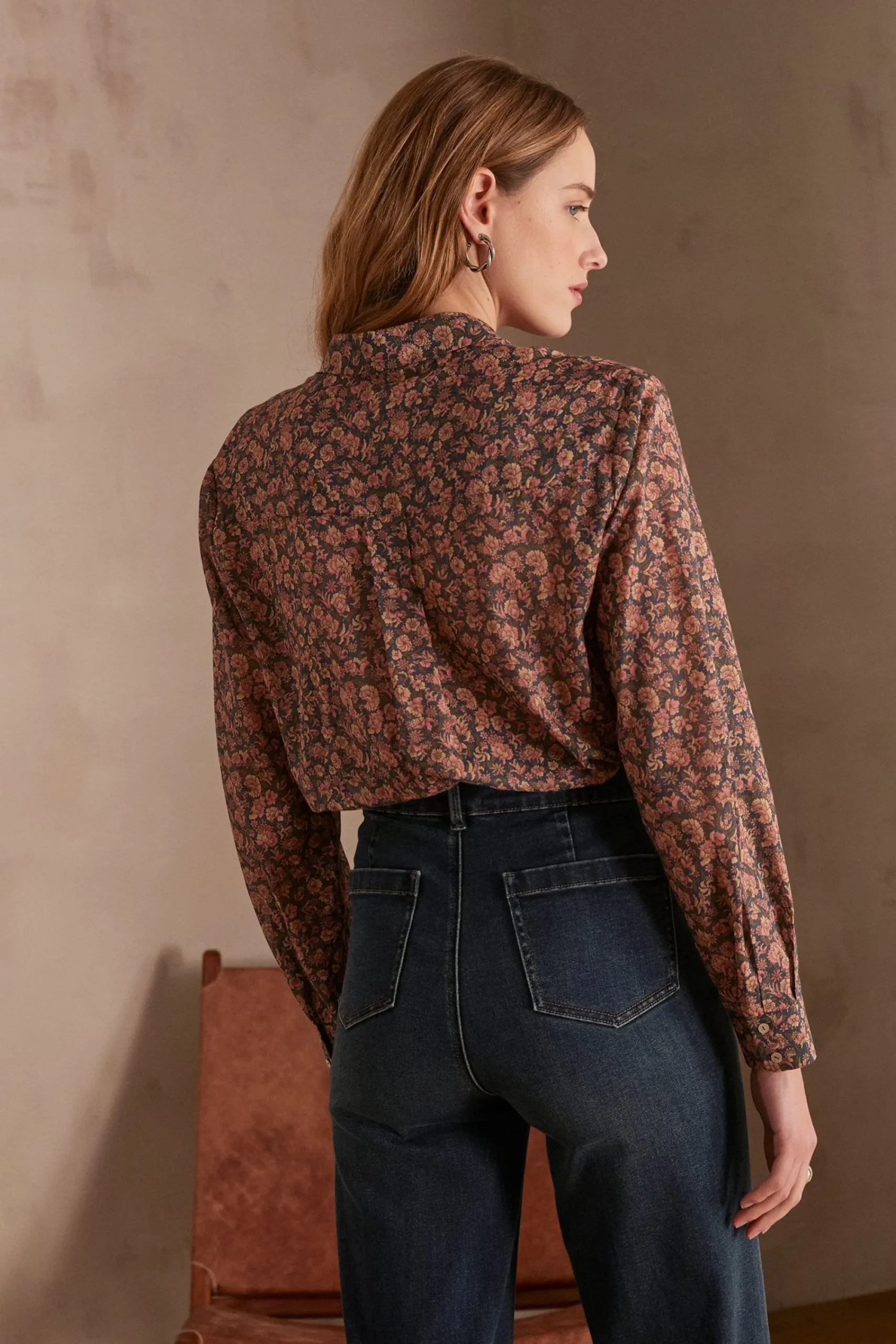 Maison 123 Blouses Et Chemises Imprimées|Blouses Et Chemises En Coton>Chemise COLETTE ROSE FONCE