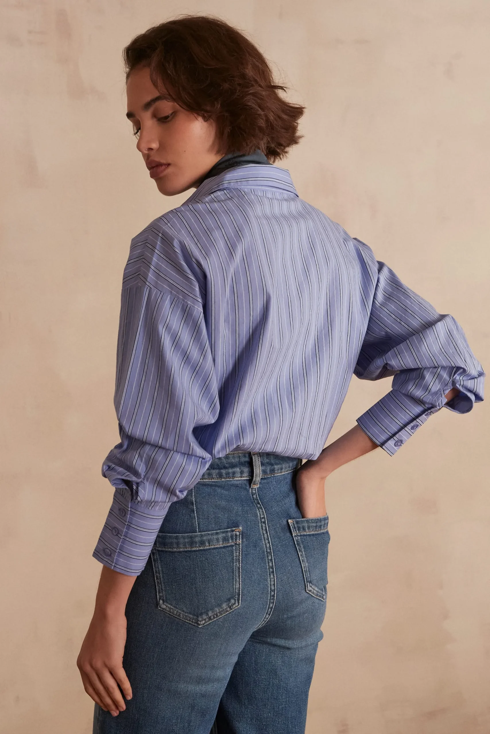 Maison 123 Blouses Et Chemises En Coton>Chemise cropped PETRONILLE BLEU CIEL