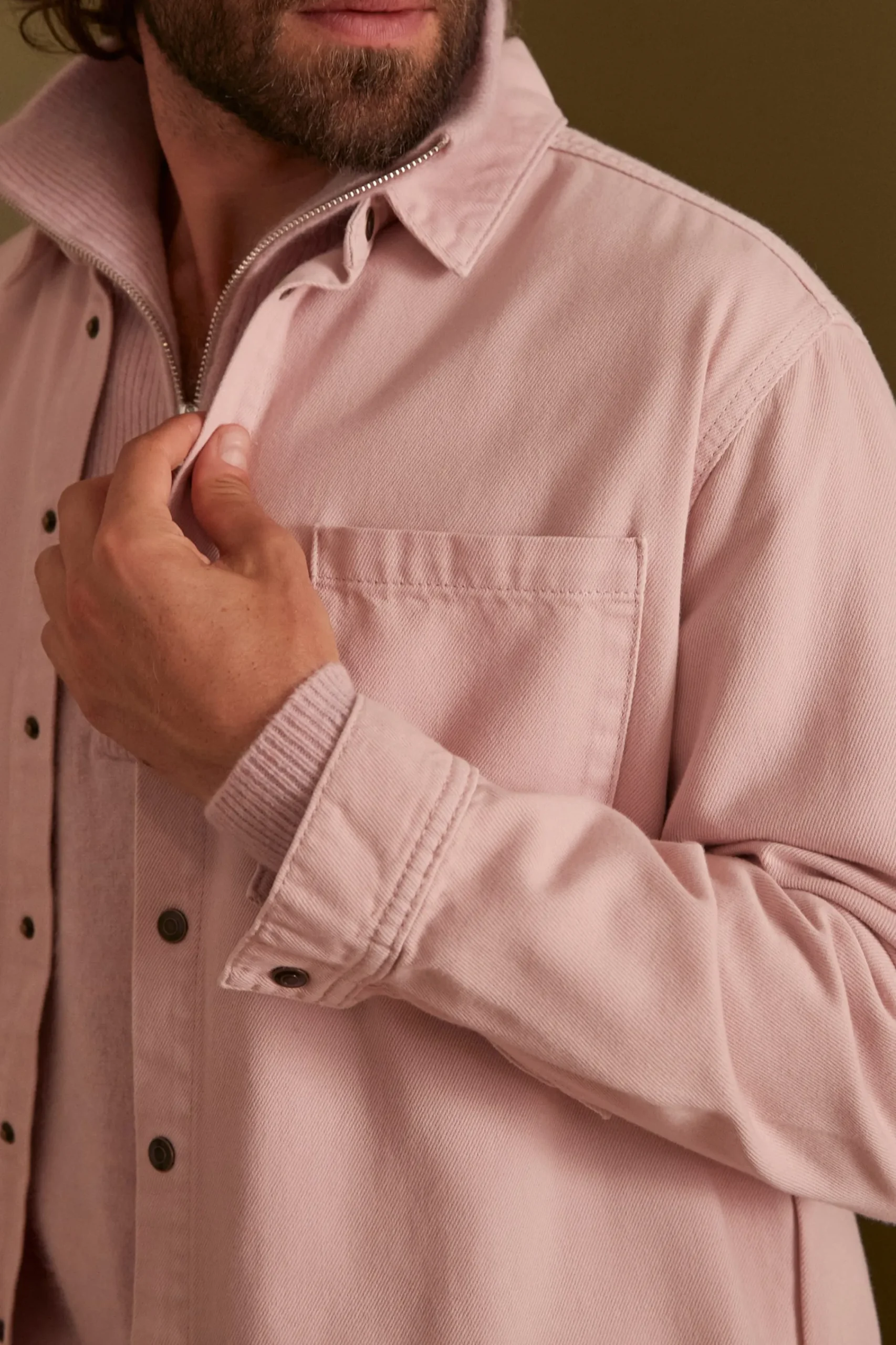 Maison 123 Blouses Et Chemises En Coton>Chemise denim unisexe THOMAS ROSE PALE