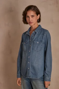 Maison 123 Blouses Et Chemises En Coton>Chemise en jean BLOUM DELAVE CLAIR