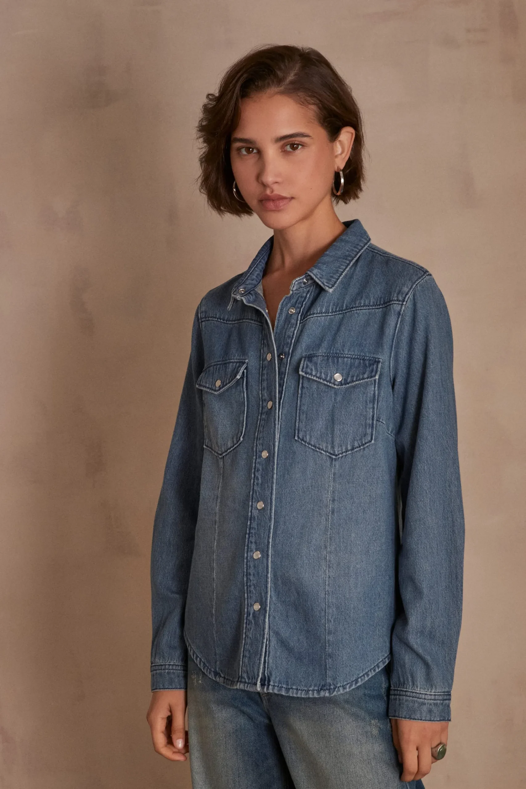 Maison 123 Blouses Et Chemises En Coton>Chemise en jean BLOUM DELAVE CLAIR
