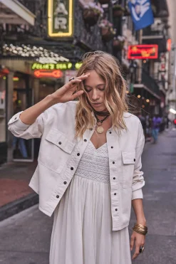 Maison 123 Blouses Et Chemises Blanches|Blouses Et Chemises En Coton>Chemise en jean CLARA CREME