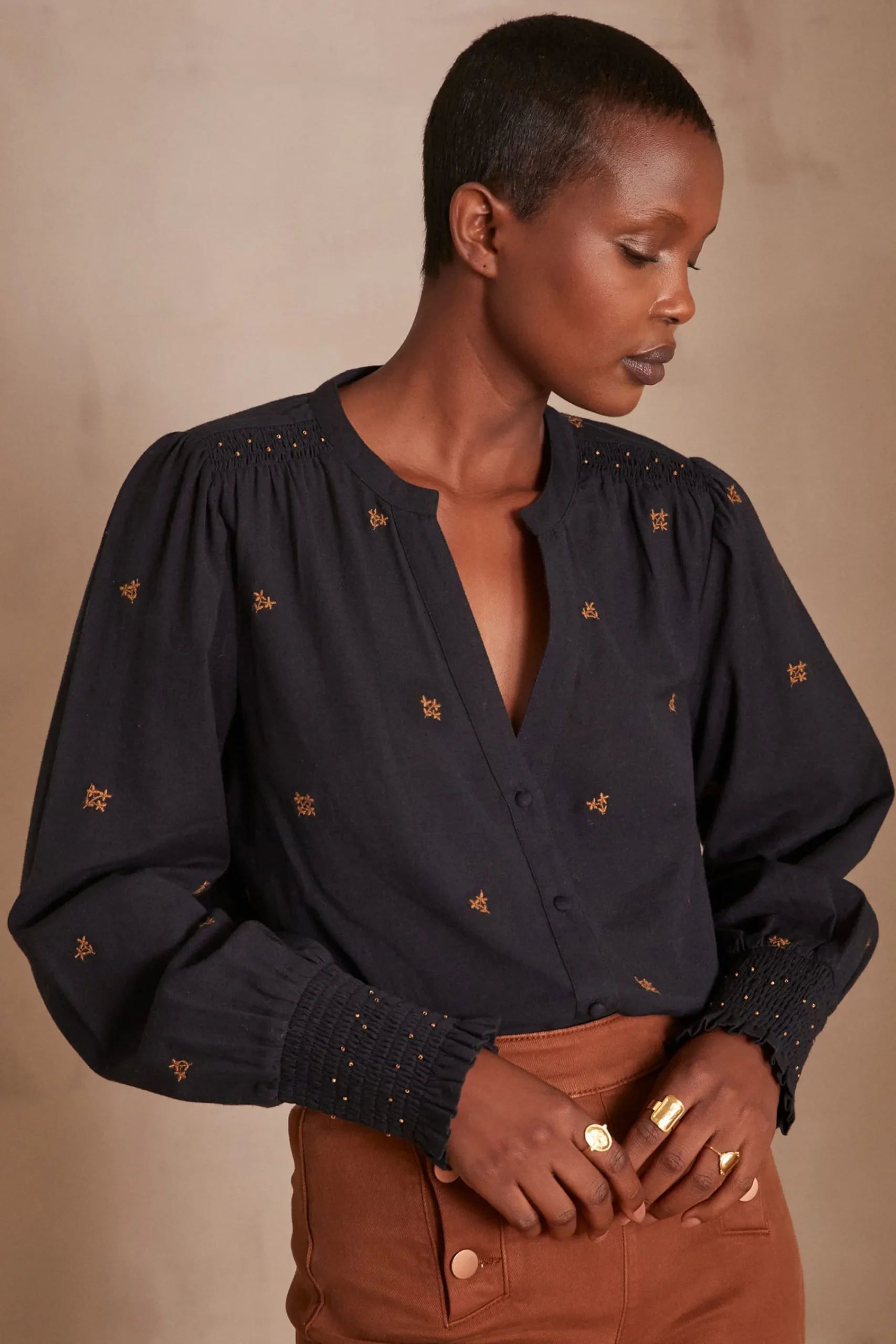 Maison 123 Blouses Et Chemises En Coton|Blouses Et Chemises Brodées>Chemisier BAPTISTE MARINE