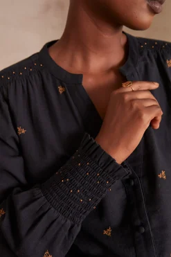 Maison 123 Blouses Et Chemises En Coton|Blouses Et Chemises Brodées>Chemisier BAPTISTE MARINE