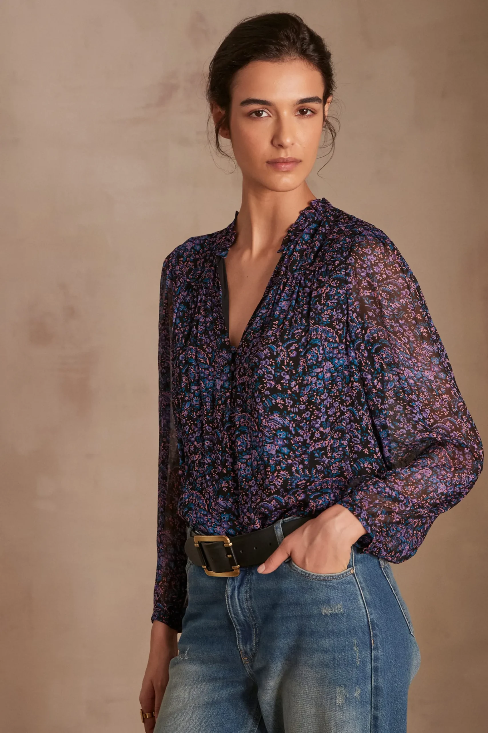 Maison 123 Blouses Et Chemises Imprimées|Blouses Et Chemises Noires>Chemisier BORA NOIR