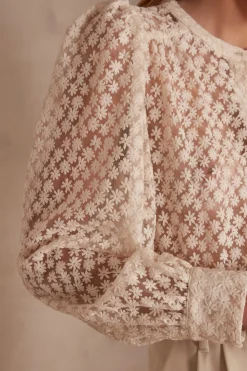 Maison 123 Blouses Et Chemises En Coton|Blouses Et Chemises Brodées>Chemisier brodé CAMOMILLE NATUREL