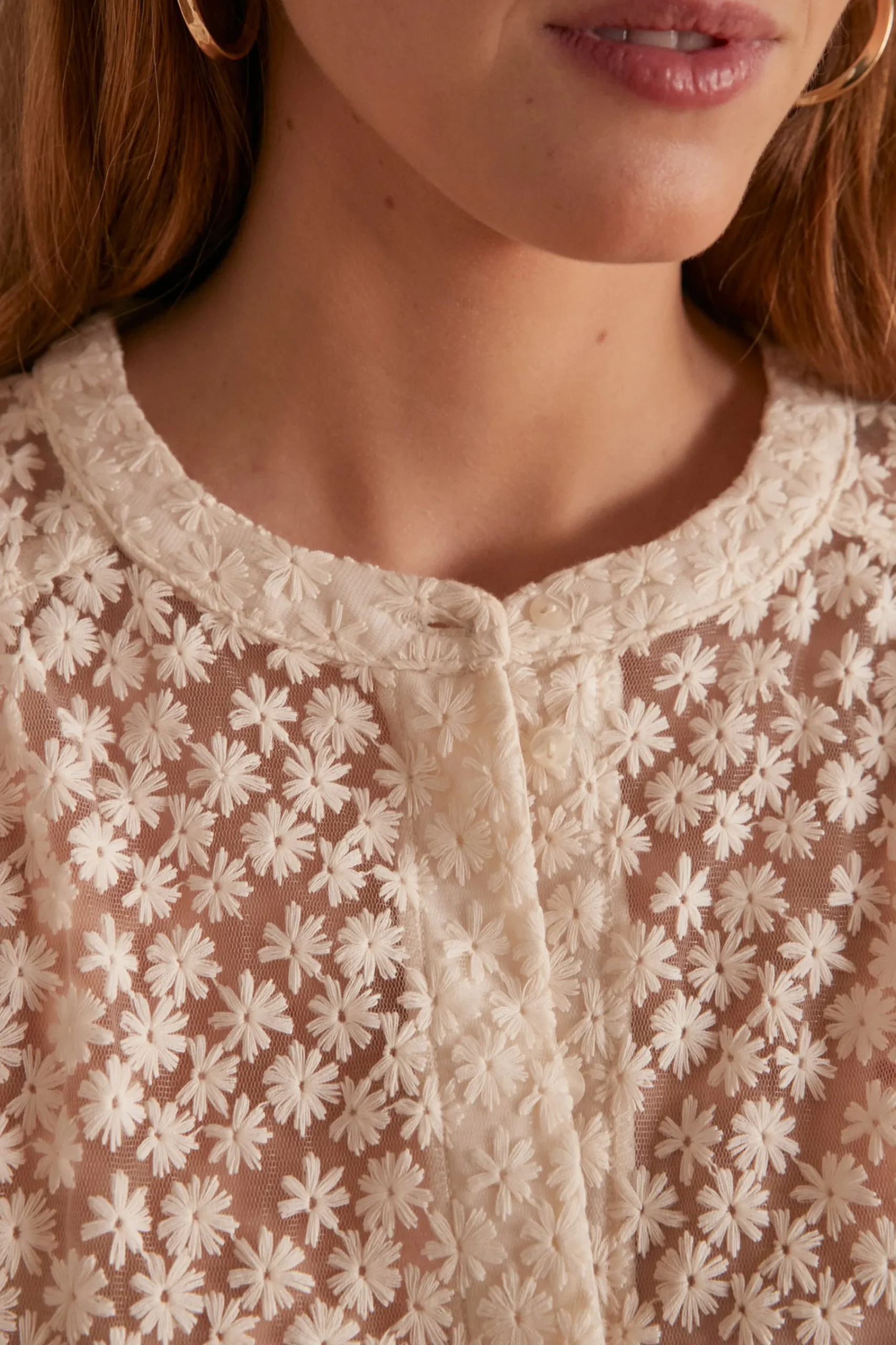 Maison 123 Blouses Et Chemises En Coton|Blouses Et Chemises Brodées>Chemisier brodé CAMOMILLE NATUREL