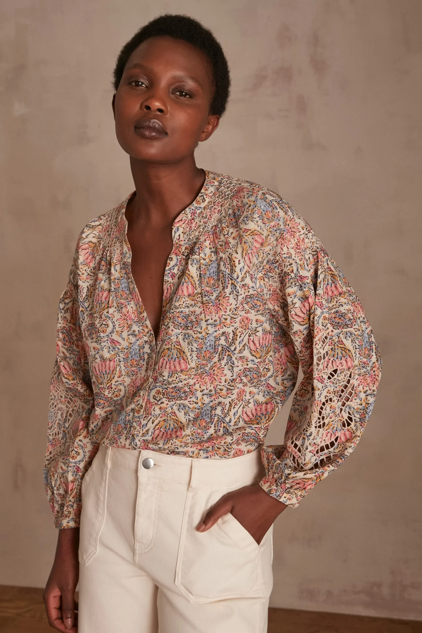 Maison 123 Blouses Et Chemises Imprimées|Blouses Et Chemises En Coton>Chemisier BRUNELLE BLUSH