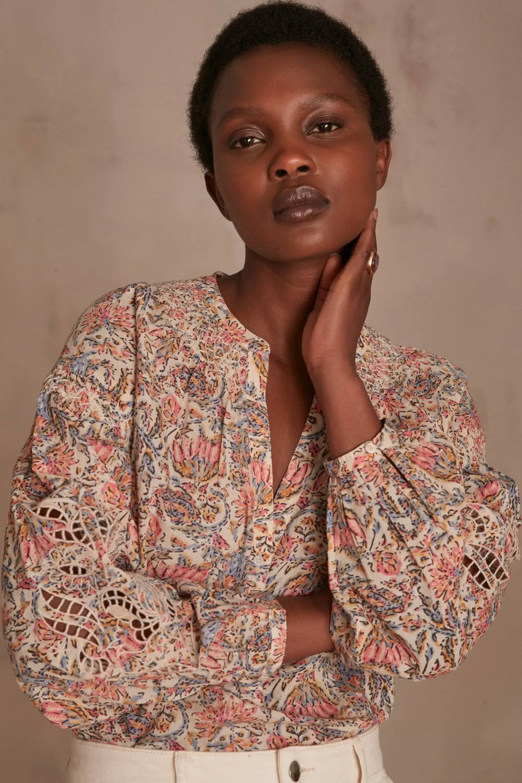 Maison 123 Blouses Et Chemises Imprimées|Blouses Et Chemises En Coton>Chemisier BRUNELLE BLUSH
