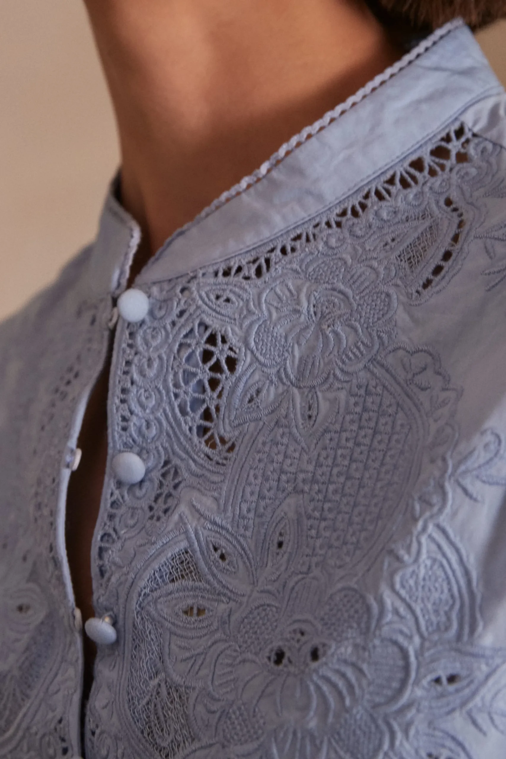 Maison 123 Blouses Et Chemises En Coton|Blouses Et Chemises Brodées>Chemisier PALOMA BLEU CIEL