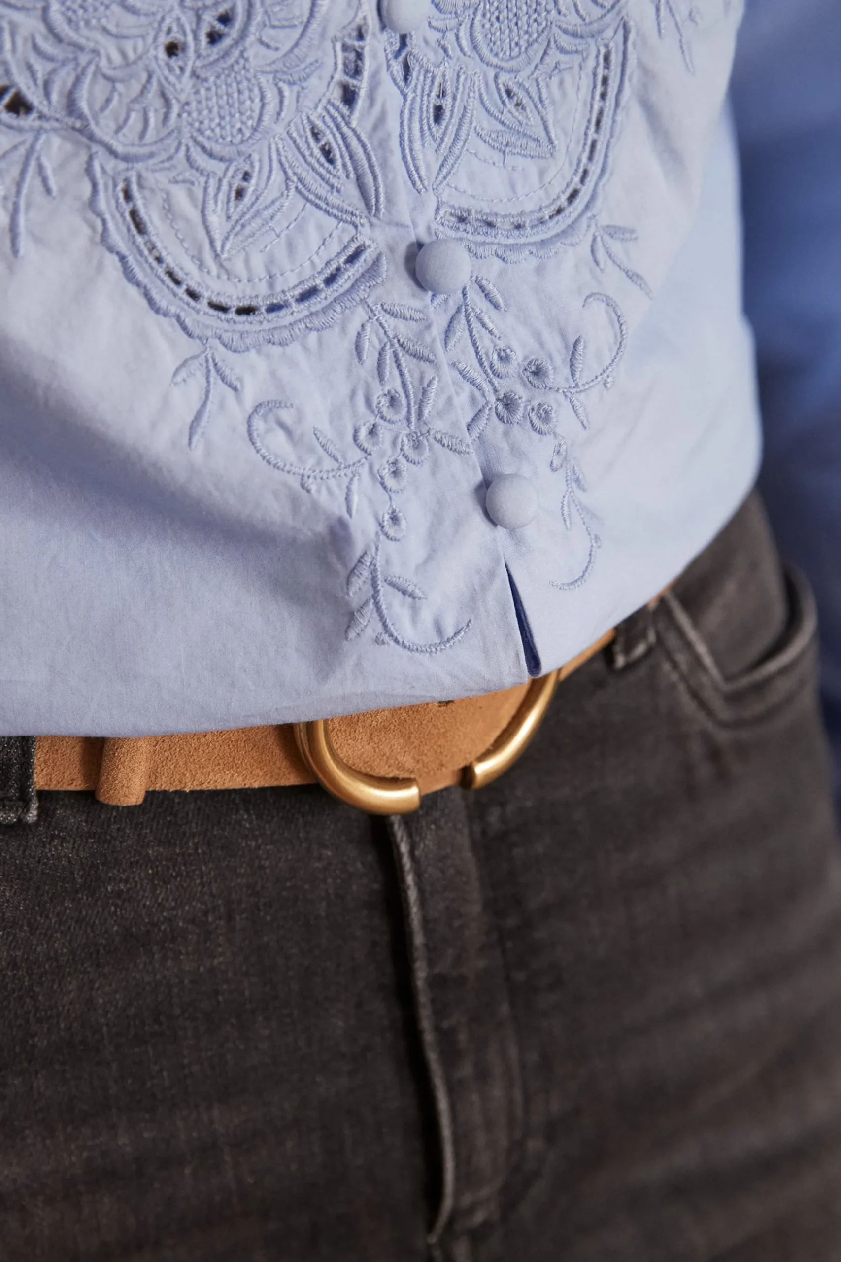 Maison 123 Blouses Et Chemises En Coton|Blouses Et Chemises Brodées>Chemisier PALOMA BLEU CIEL