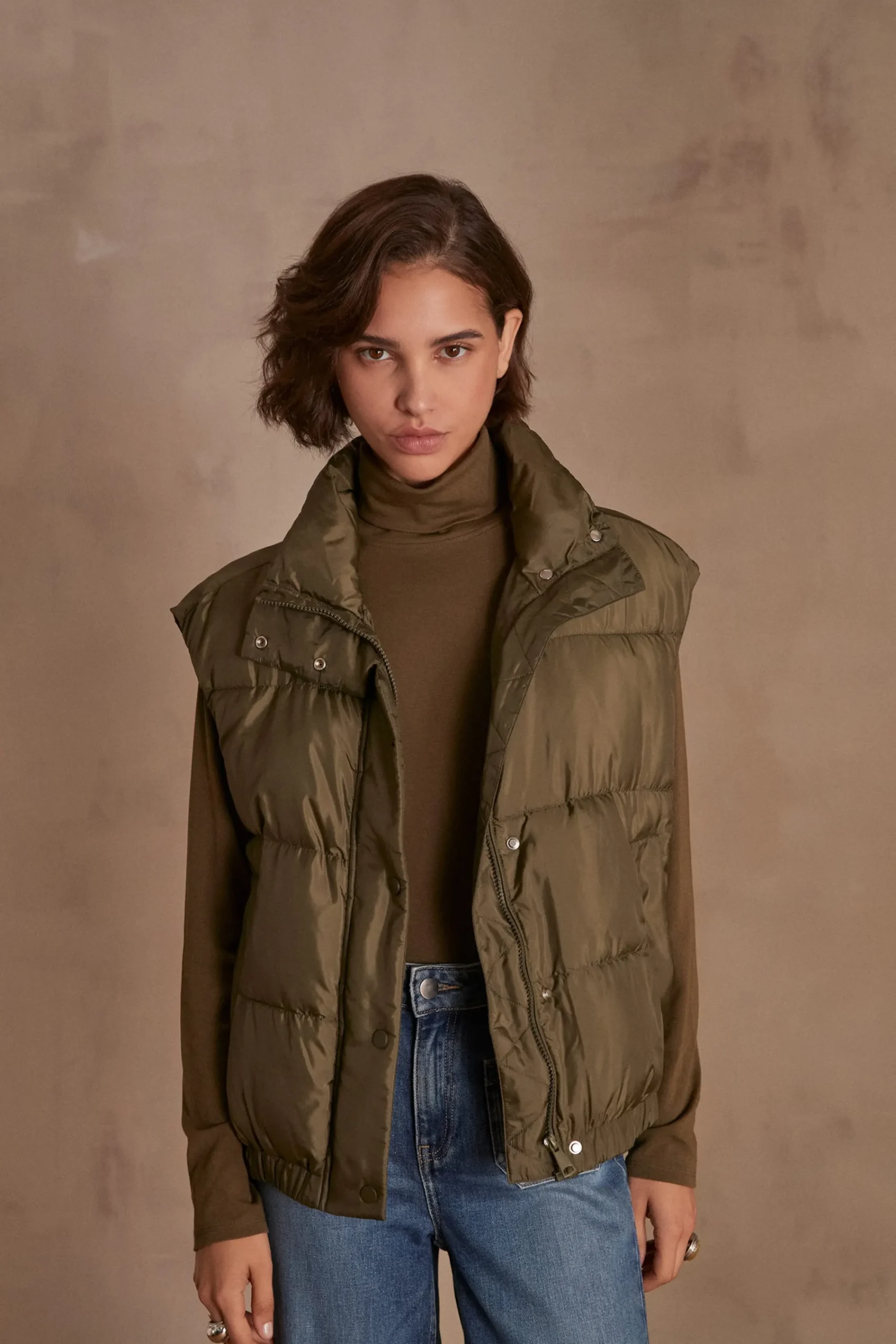 Maison 123 Manteaux Courts|Doudounes>Doudoune sans manches ATHENA OLIVE