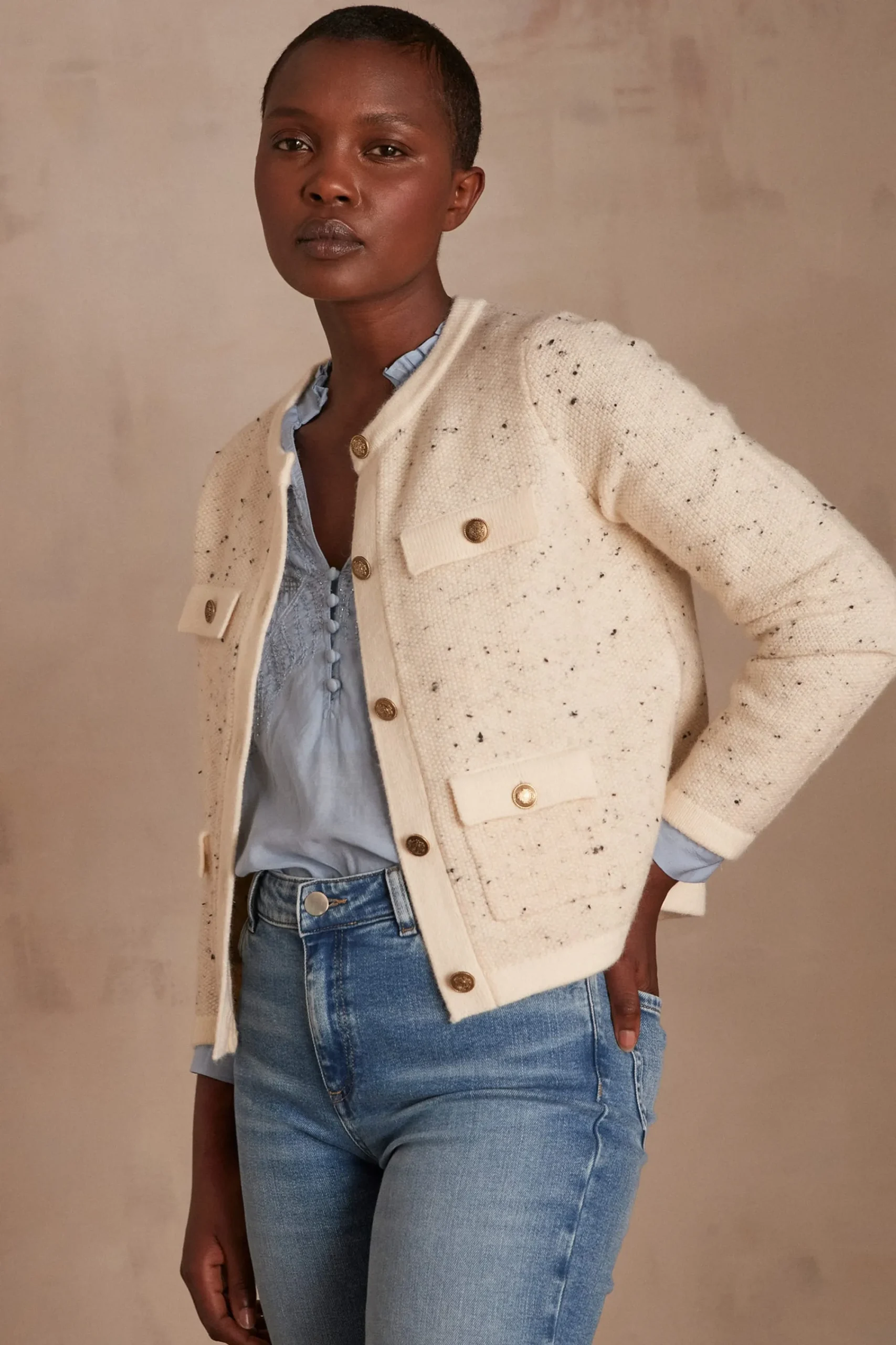 Maison 123 Gilets Courts>Gilet CHARLINE CREME