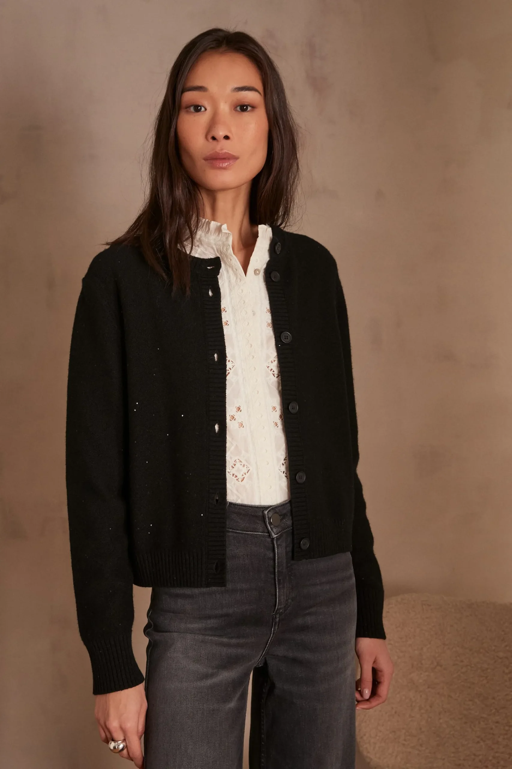Maison 123 Gilets Courts>Gilet CHRYSTAL NOIR