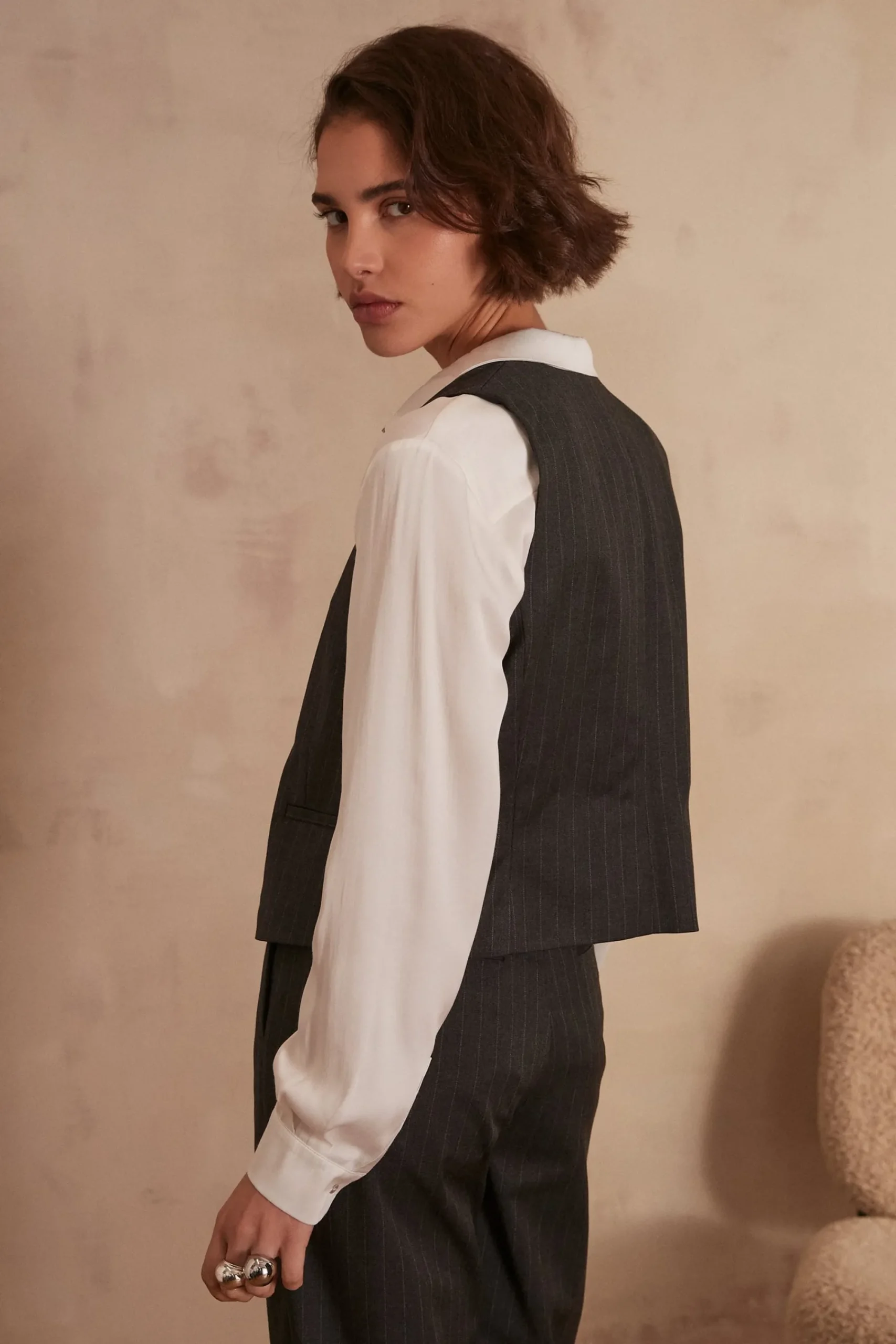 Maison 123 Vestes Sans Manches>Gilet de tailleur SIMEON ANTHRACITE