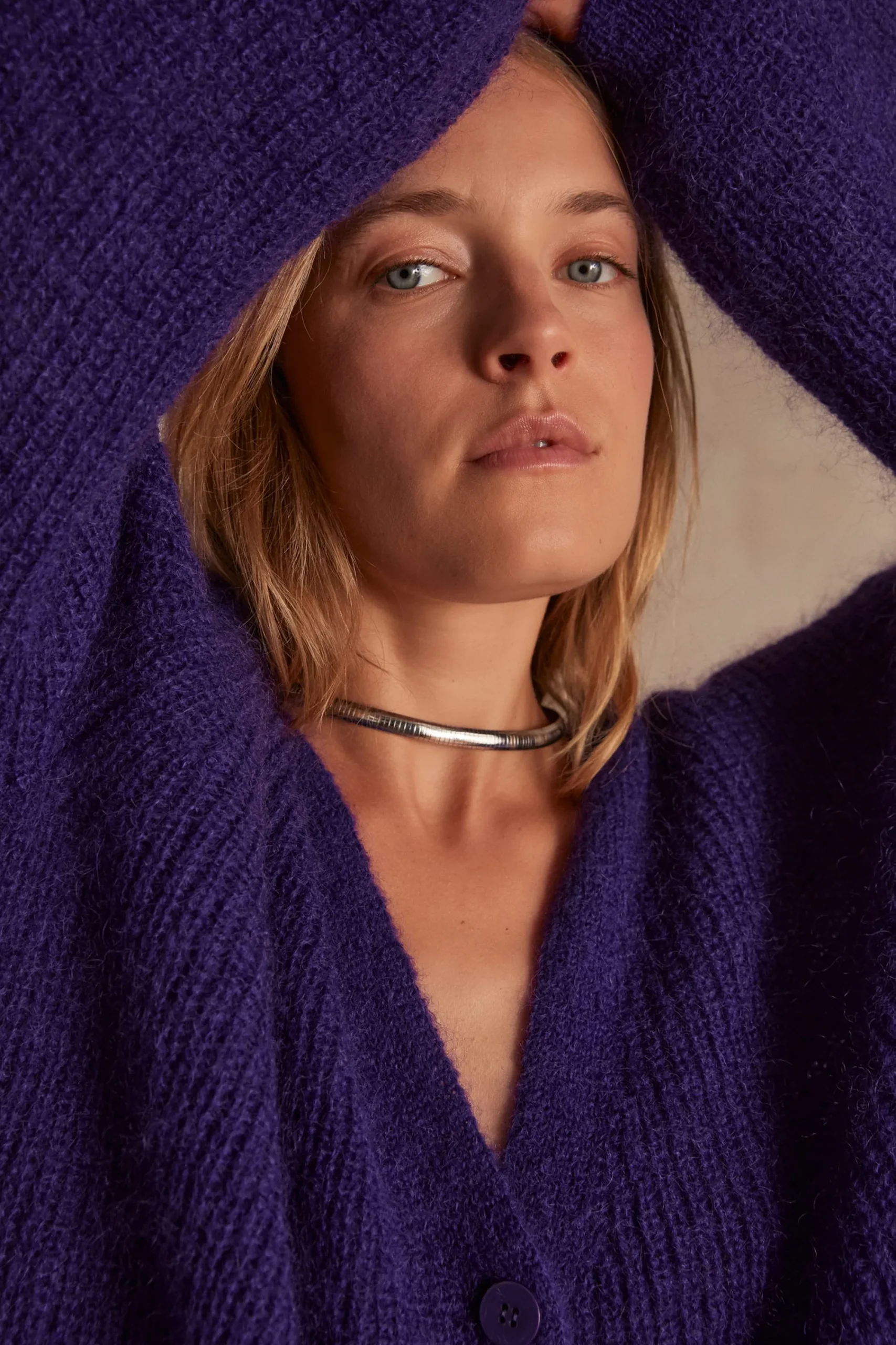 Maison 123 Gilets Courts>Gilet en mailles CHELTON VIOLET