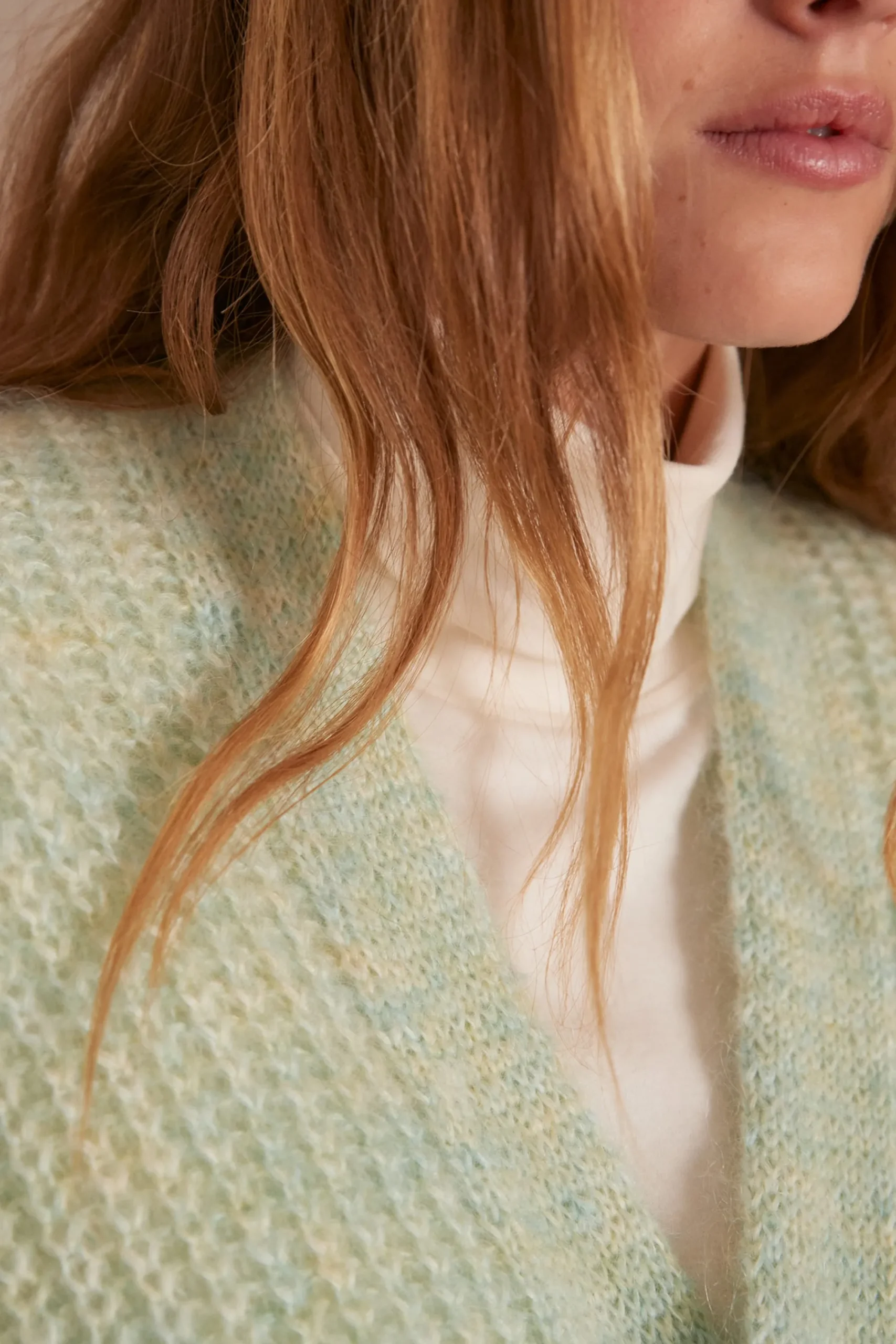 Maison 123 Gilets Courts|Gilets Longs>Gilet en mohair ALIX BIS MENTHE