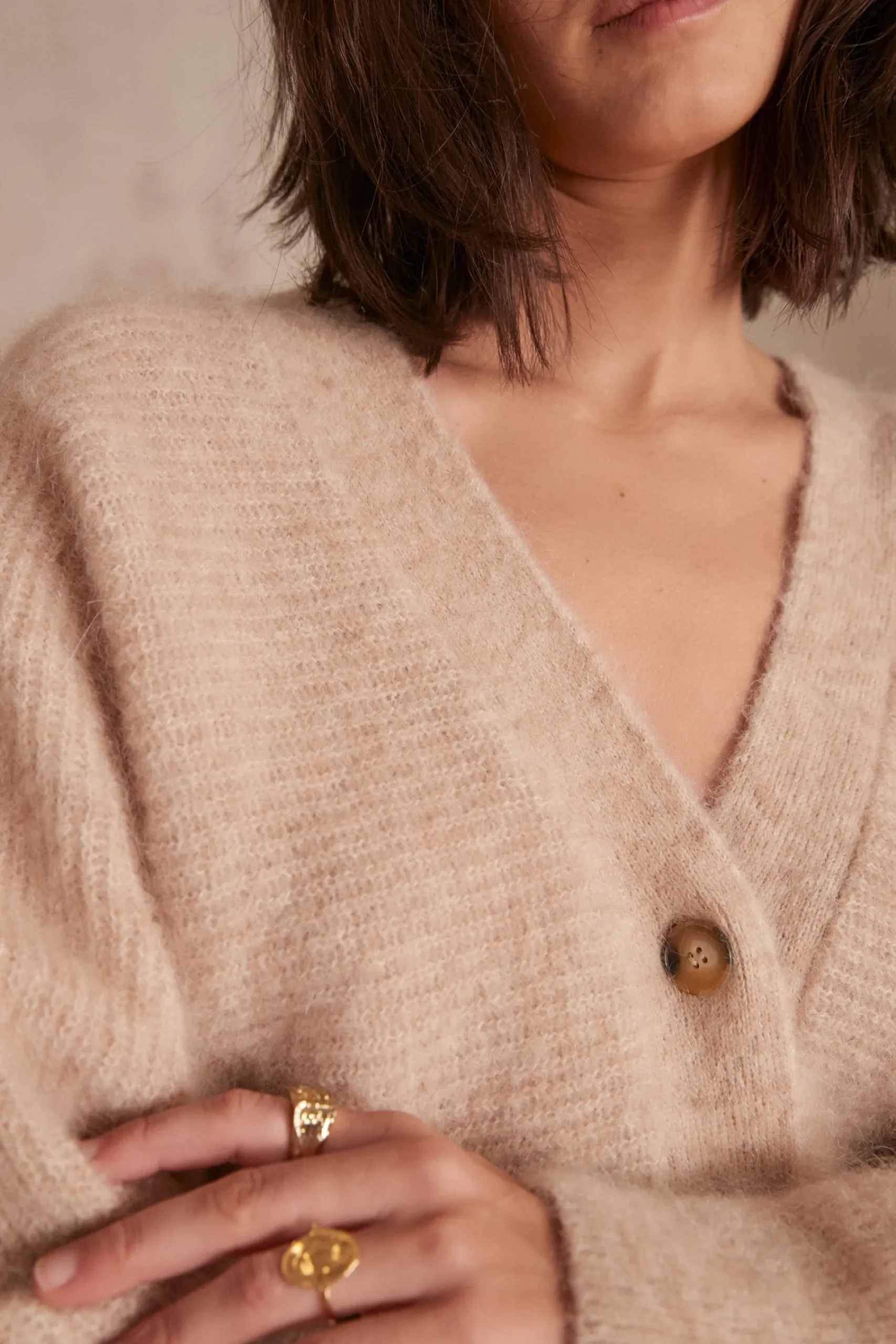 Maison 123 Gilets Courts>Gilet en mohair CLARIUS BEIGE