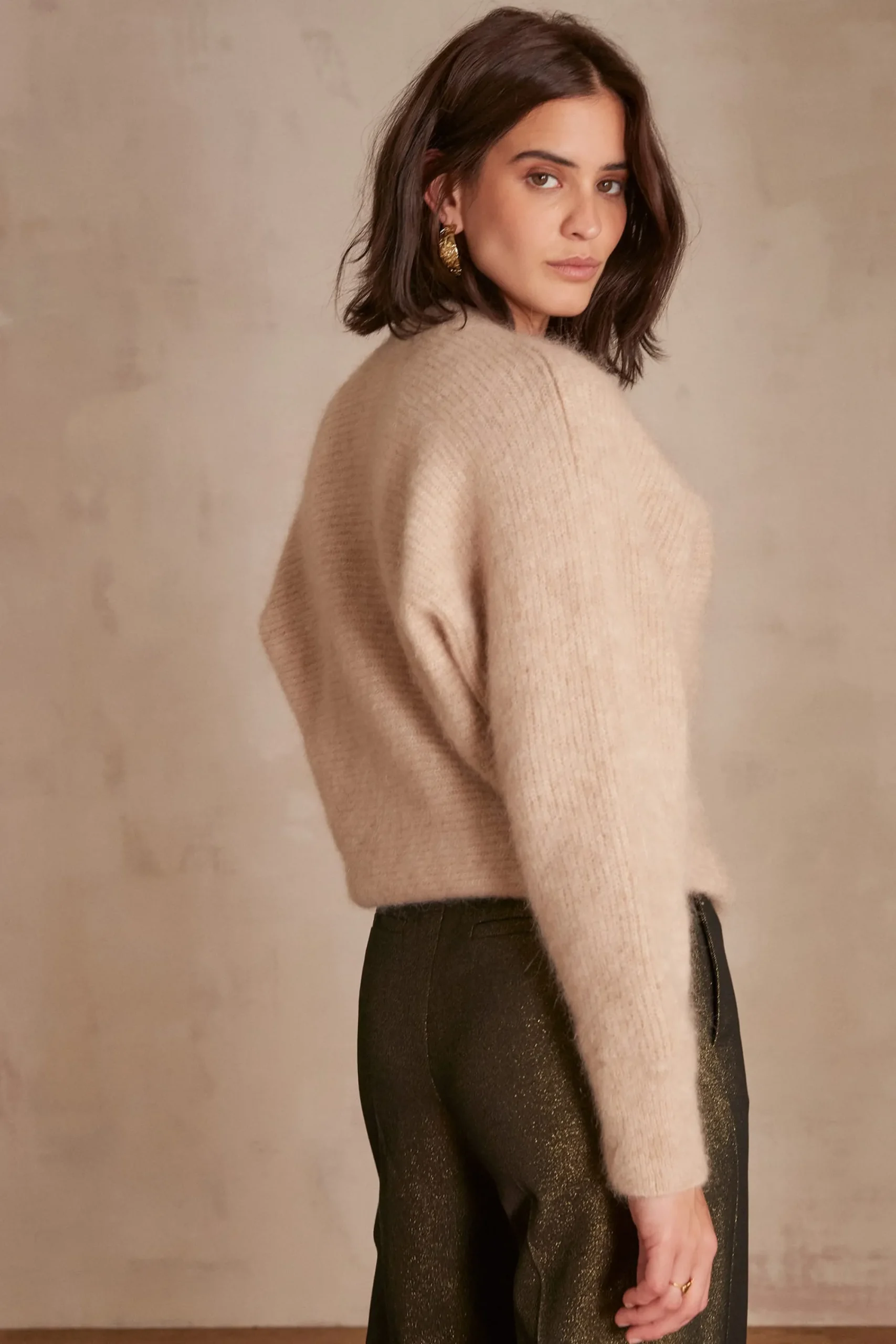 Maison 123 Gilets Courts>Gilet en mohair CLARIUS BEIGE