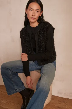 Maison 123 Pulls Sans Manches|Gilets Sans Manches>Gilet sans manches CHARLOTTE NOIR