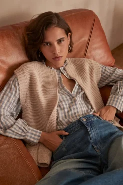 Maison 123 Gilets Courts|Gilets Sans Manches>Gilet sans manches en laine BALDINI NATUREL