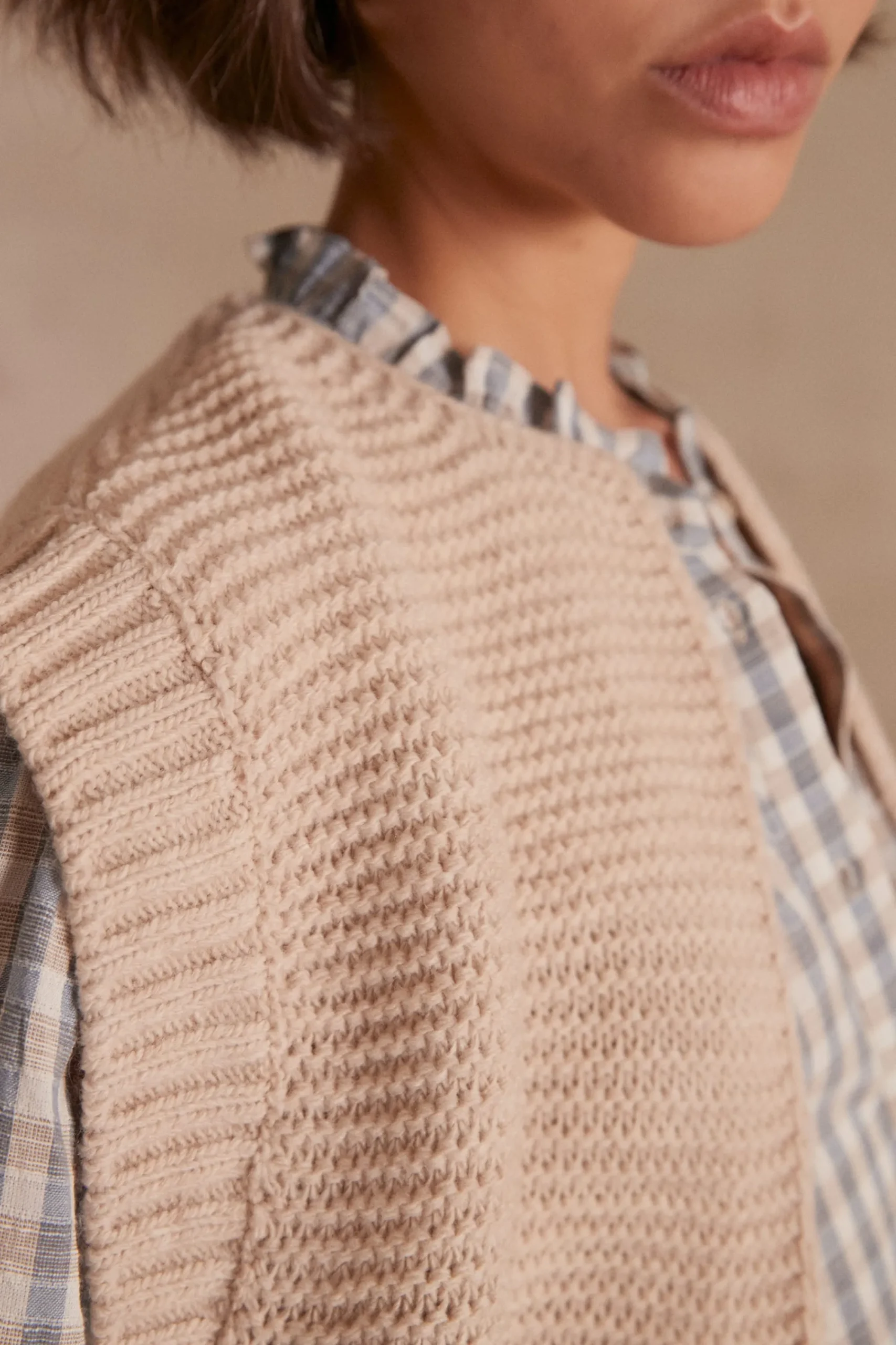 Maison 123 Gilets Courts|Gilets Sans Manches>Gilet sans manches en laine BALDINI NATUREL
