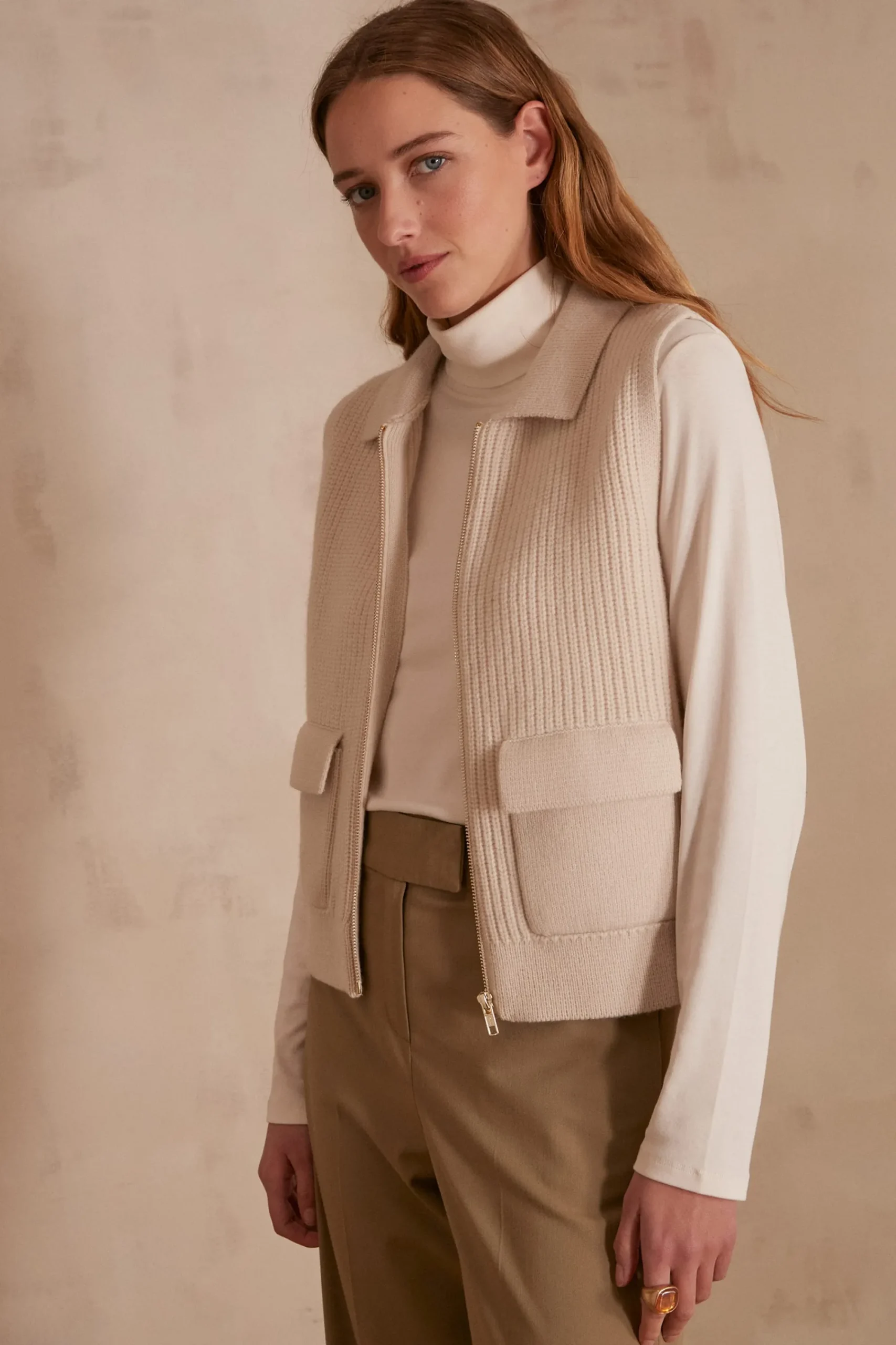 Maison 123 Gilets Sans Manches|Vestes Sans Manches>Gilet sans manches en laine SIMON NATUREL