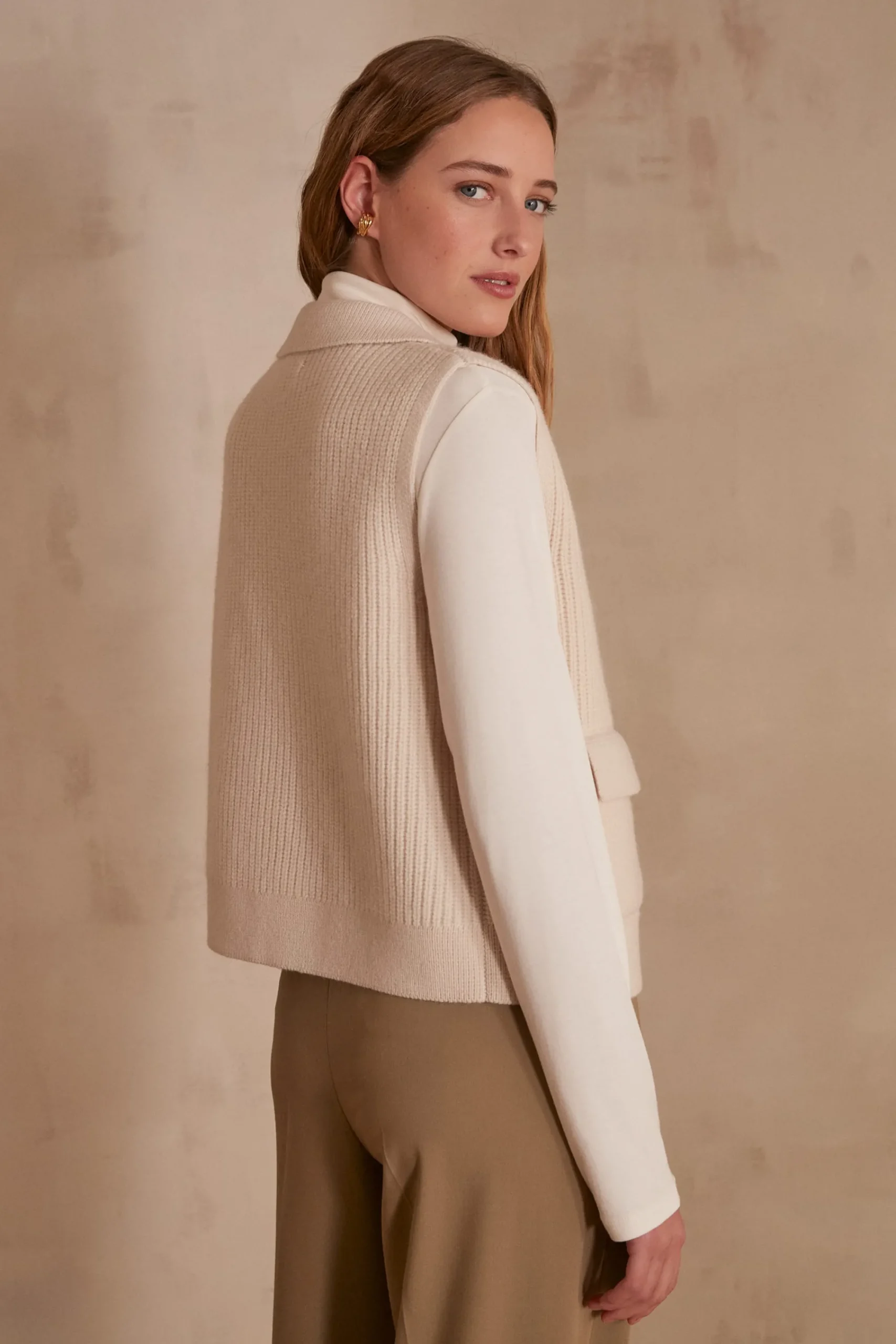Maison 123 Gilets Sans Manches|Vestes Sans Manches>Gilet sans manches en laine SIMON NATUREL