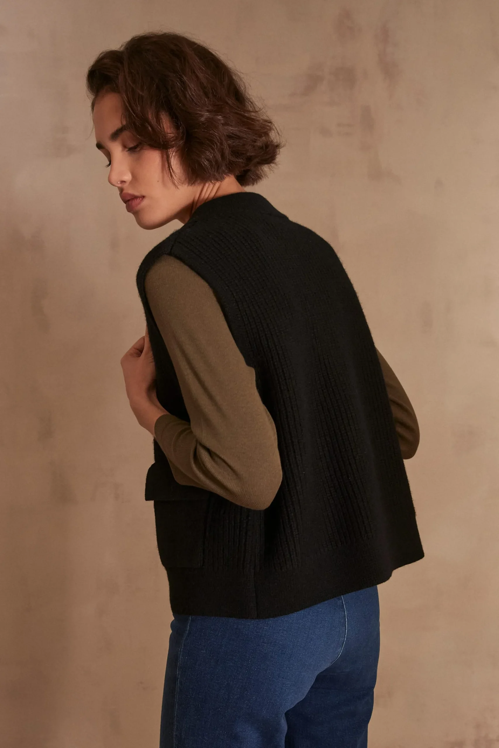 Maison 123 Gilets Sans Manches|Vestes Sans Manches>Gilet sans manches en laine SIMON NOIR