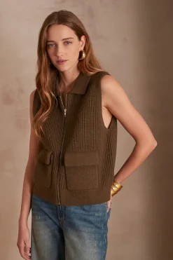 Maison 123 Gilets Courts|Gilets Sans Manches>Gilet sans manches en laine SIMON KAKI