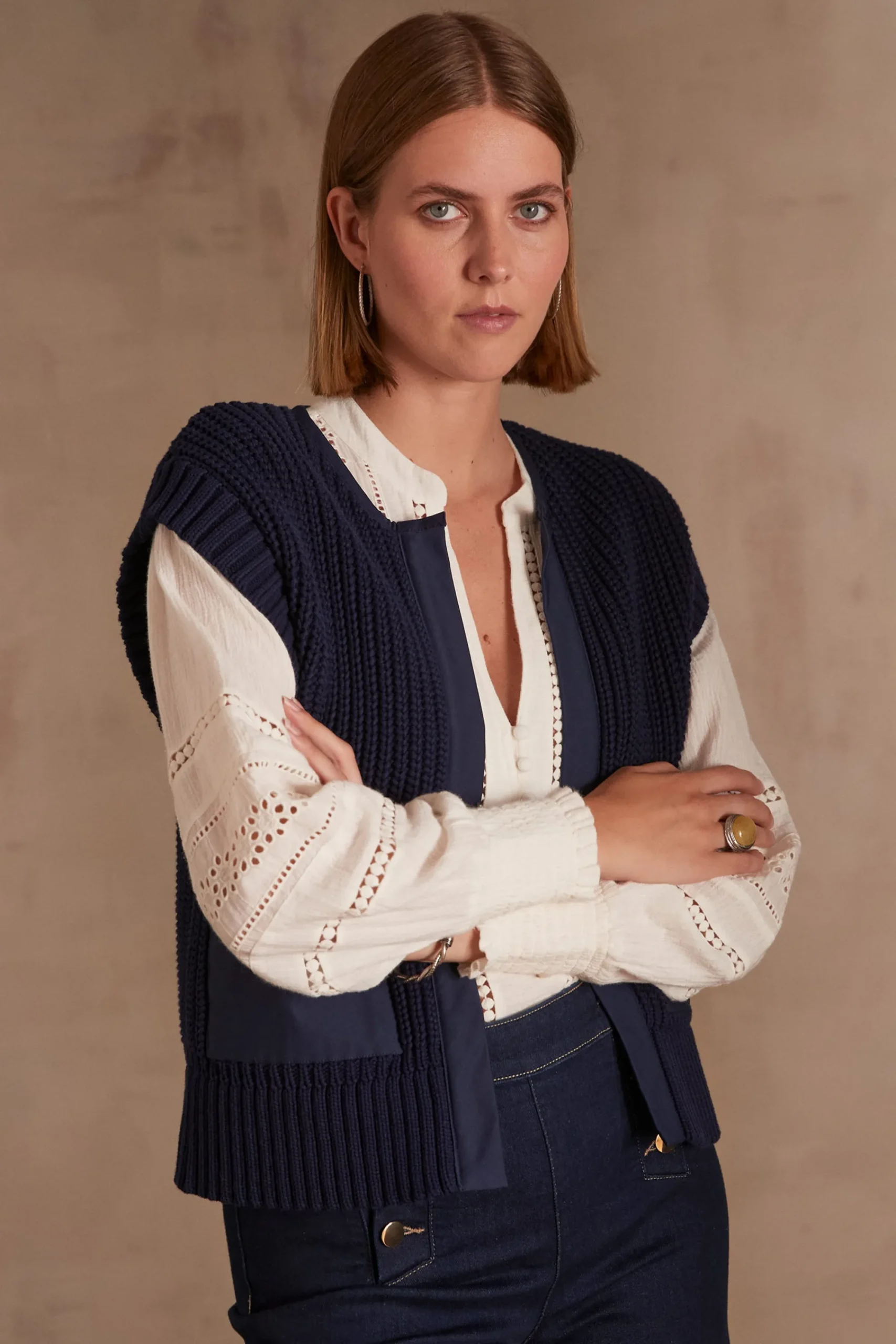 Maison 123 Gilets Courts|Gilets Sans Manches>Gilet sans manches LAURENA MARINE