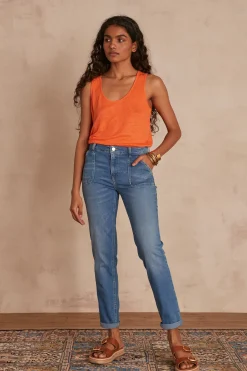 Maison 123 Jeans We Care>Jean chino NALLA Produit labellisé We Care mettant en avant l'utilisation de matières plus responsables et la valorisation de la production locale DELAVE CLAIR