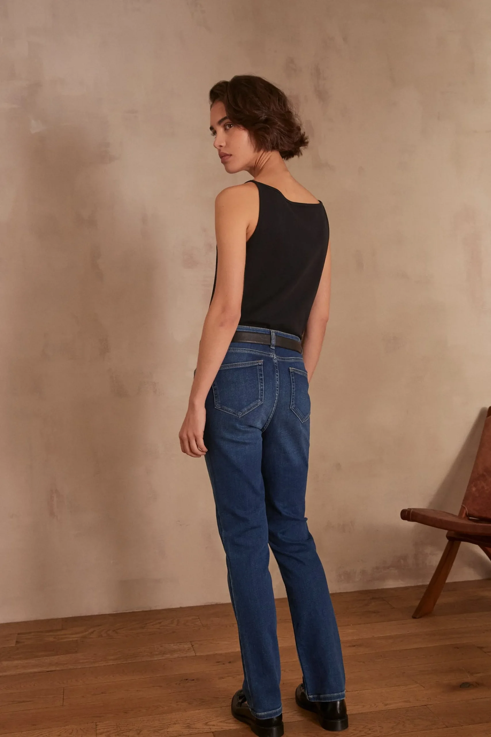 Maison 123 Jeans We Care|Jeans Droits>Jean droit SONIA Produit labellisé We Care mettant en avant l'utilisation de matières plus responsables et la valorisation de la production locale INDIGO FONCE